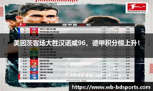 美因茨客场大胜汉诺威96，德甲积分榜上升！